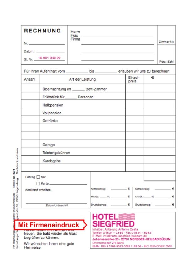 Rechnungsblock Hotel – Bild 3