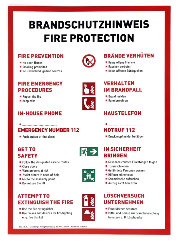 Brandschutzhinweis Aushang DIN A4