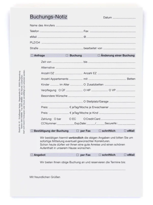 Buchungs-Notiz