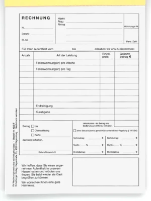 Rechnungsblock Fewo-Vermietungen